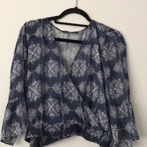Blue and white shift top
